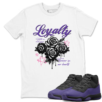 Sneaker match tees – Sneaker Tees To Match Air Jordan 11 Canyon Purple Shoes – Loyalty Tee White 1