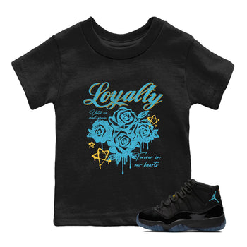 Sneaker Threads – Sneaker Tees To Match Air Jordan 11 Retro Gamma – Loyalty Youth Graphic Tee Black 1. Perfect for Jordan releases 2025 colorways.