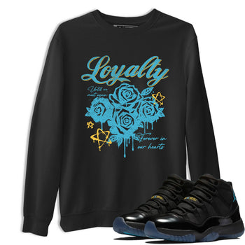 Sneaker Threads – Sneaker Tees To Match Air Jordan 11 Retro Gamma – Loyalty Graphic Tee Black 1. Perfect for Jordan releases 2025 colorways.