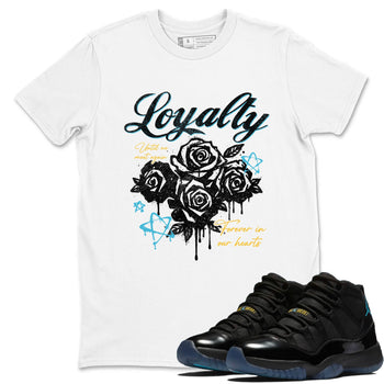 Sneaker Threads – Sneaker Tees To Match Air Jordan 11 Retro Gamma – Loyalty Graphic Tee White 1. Perfect for Jordan releases 2025 colorways.