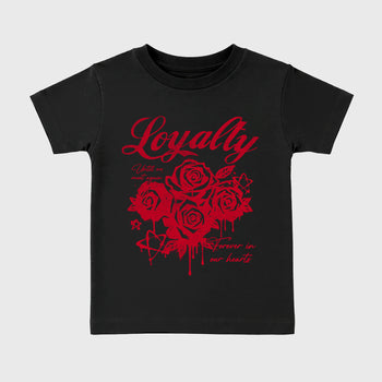 Sneaker match tees – Sneaker Tees To Match Air Jordan 12 Bloodline Shoes – Loyalty Kids T-Shirt Black 2