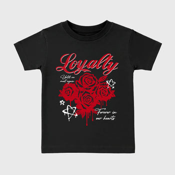 Sneaker match tees – Sneaker Tees To Match Air Jordan 13 University Red Shoes – Loyalty Kids T-Shirt Black 2