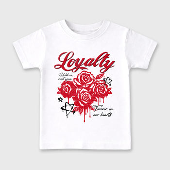Sneaker match tees – Sneaker Tees To Match Air Jordan 13 University Red Shoes – Loyalty Kids T-Shirt White 2