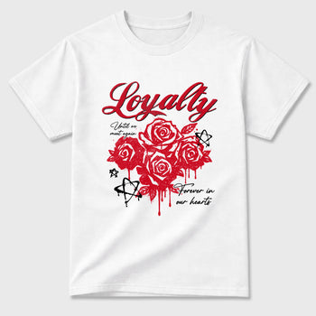 Sneaker match tees – Sneaker Tees To Match Air Jordan 13 University Red Shoes – Loyalty Tee White 2
