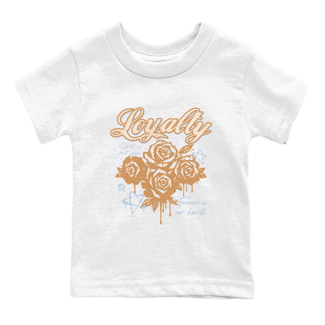 Sneaker match tees – Sneaker Tees To Match Air Jordan 3 Champagne and Oysters Shoes – Loyalty Kids T-Shirt White 2