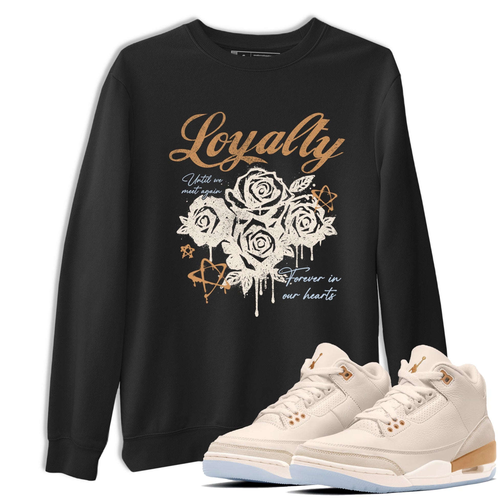 Sneaker match tees – Sneaker Tees To Match Air Jordan 3 Champagne and Oysters Shoes – Loyalty Tee Black 1