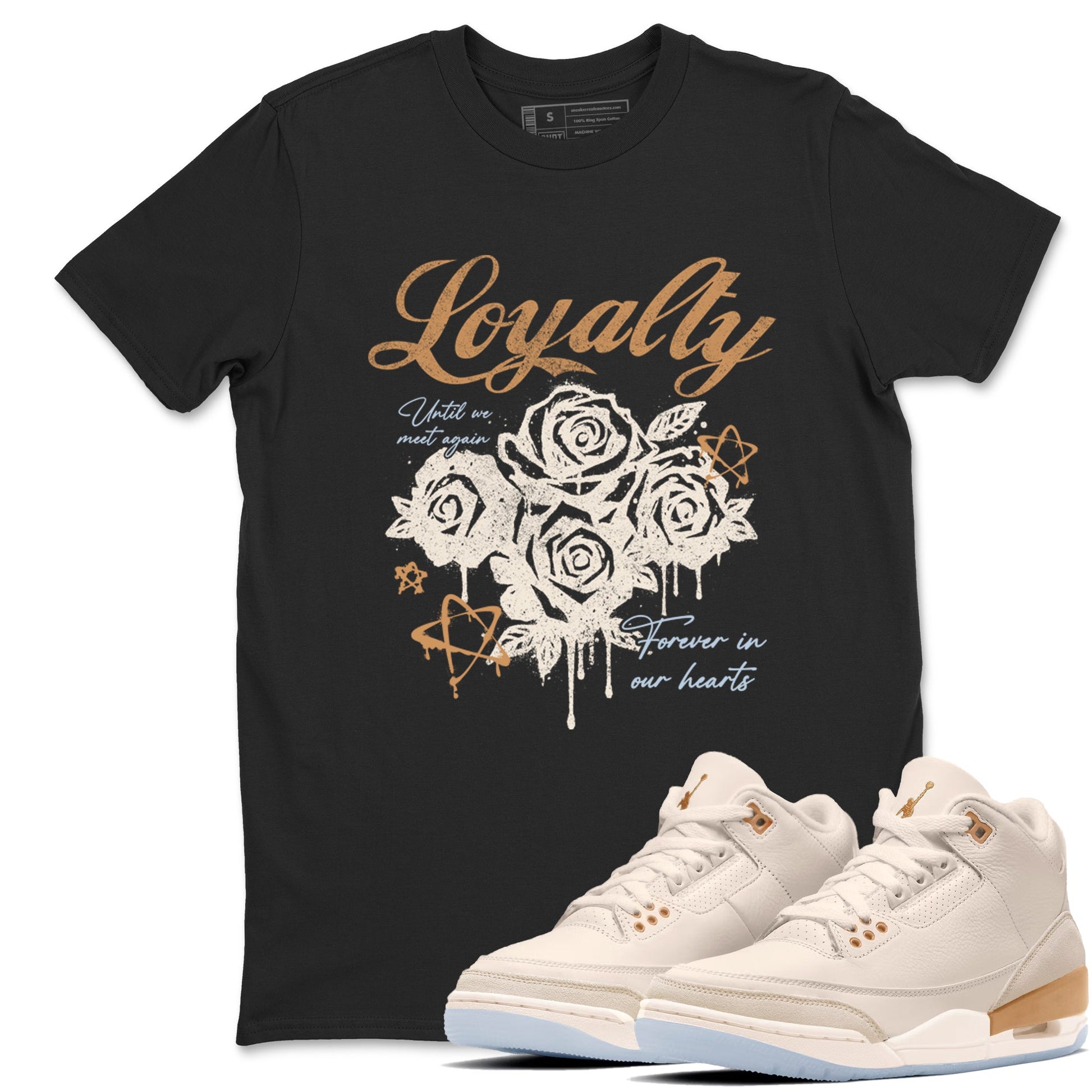 Sneaker match tees – Sneaker Tees To Match Air Jordan 3 Champagne and Oysters Shoes – Loyalty Tee Black 1