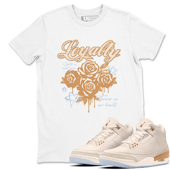 Sneaker match tees – Sneaker Tees To Match Air Jordan 3 Champagne and Oysters Shoes – Loyalty Tee White 1