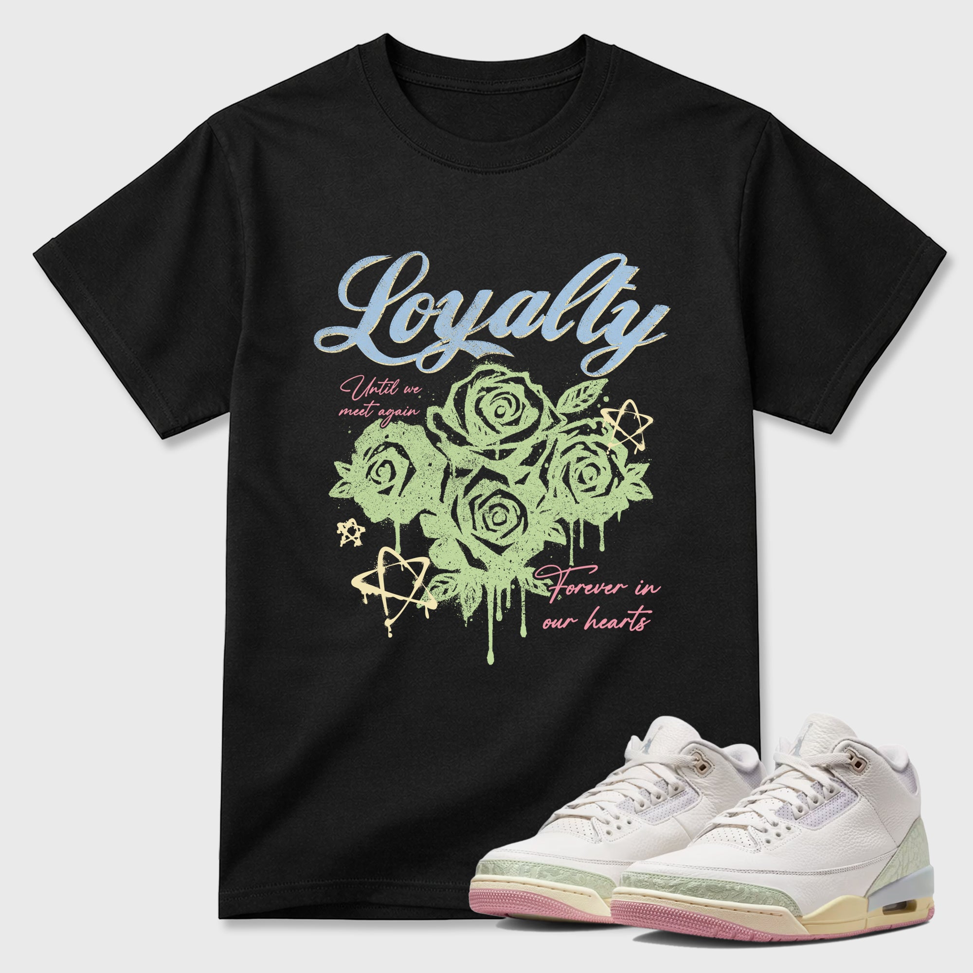 Sneaker match tees – Sneaker Tees To Match Air Jordan 3 Jade Aura Shoes – Loyalty Tee Black 1