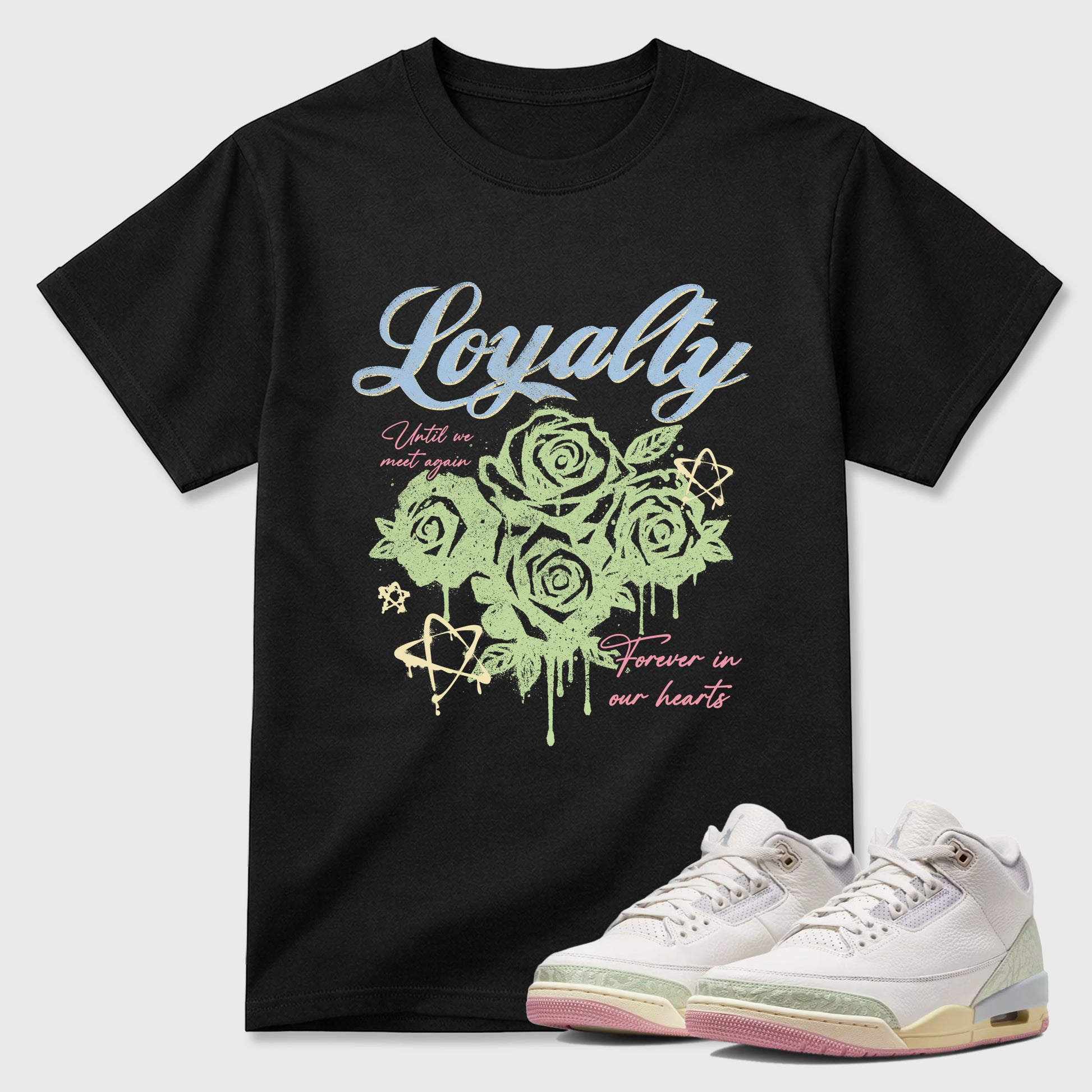 Sneaker match tees – Sneaker Tees To Match Air Jordan 3 Jade Aura Shoes – Loyalty Tee Black 1