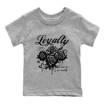 Best Sneakerfit graphic tee – Sneaker Tees To Match Air Jordan 4 Retro Black Cat Sneakers – Loyalty Kids T-Shirt Heather Grey 2