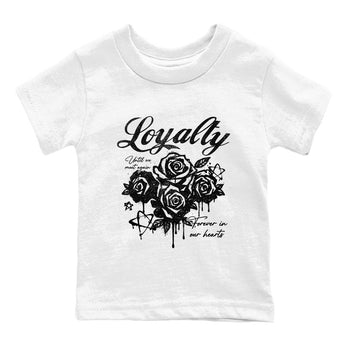 Best Sneakerfit graphic tee – Sneaker Tees To Match Air Jordan 4 Retro Black Cat Sneakers – Loyalty Kids T-Shirt White 2