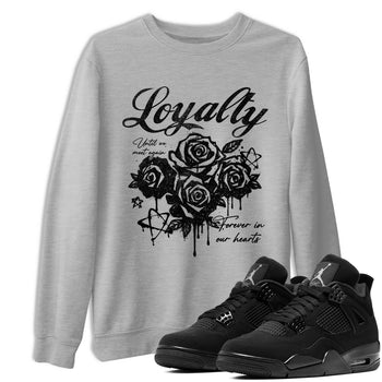 Best Sneakerfit graphic tee – Sneaker Tees To Match Air Jordan 4 Retro Black Cat Sneakers – Loyalty Tee Heather Grey 1