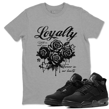 Best Sneakerfit graphic tee – Sneaker Tees To Match Air Jordan 4 Retro Black Cat Sneakers – Loyalty Tee Heather Grey 1