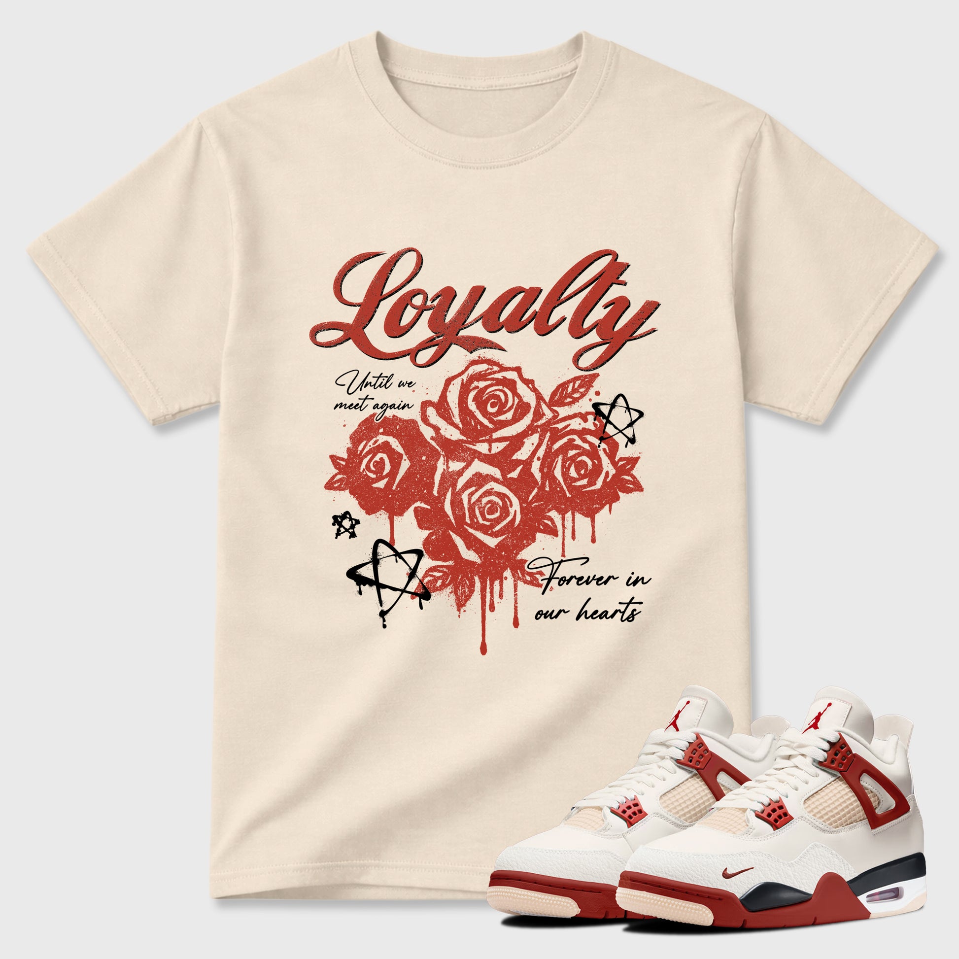 Sneaker match tees – Sneaker Tees To Match Air Jordan 4 Brick After Brick Shoes – Loyalty Tee Natural 1
