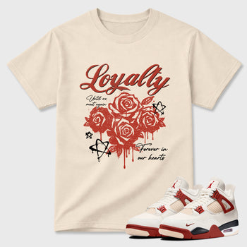 Sneaker match tees – Sneaker Tees To Match Air Jordan 4 Brick After Brick Shoes – Loyalty Tee Natural 1