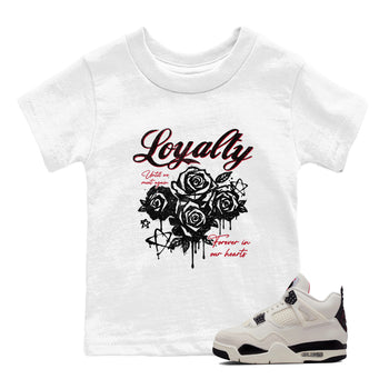 Sneaker match tees – Sneaker Tees To Match Air Jordan 4 Flight Club Shoes – Loyalty Kids T-Shirt White 1