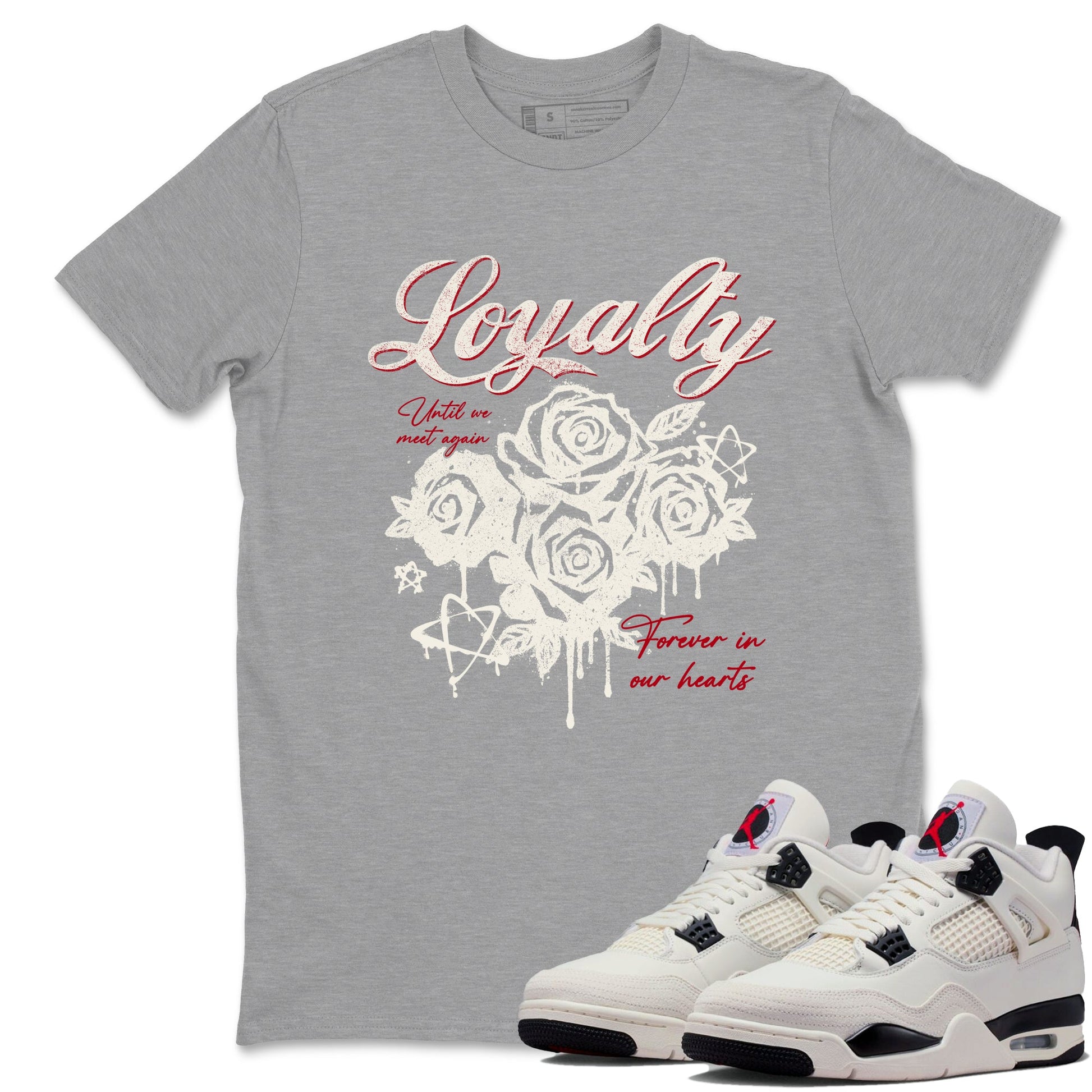 Sneaker match tees – Sneaker Tees To Match Air Jordan 4 Flight Club Shoes – Loyalty Tee Heather Grey 1