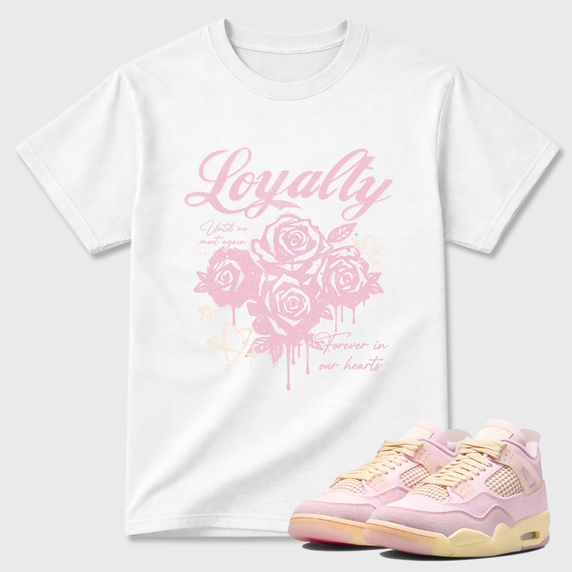 Sneaker match tees – Sneaker Tees To Match Air Jordan 4 Iced Carmine Shoes – Loyalty Tee White 1