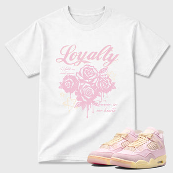 Sneaker match tees – Sneaker Tees To Match Air Jordan 4 Iced Carmine Shoes – Loyalty Tee White 1