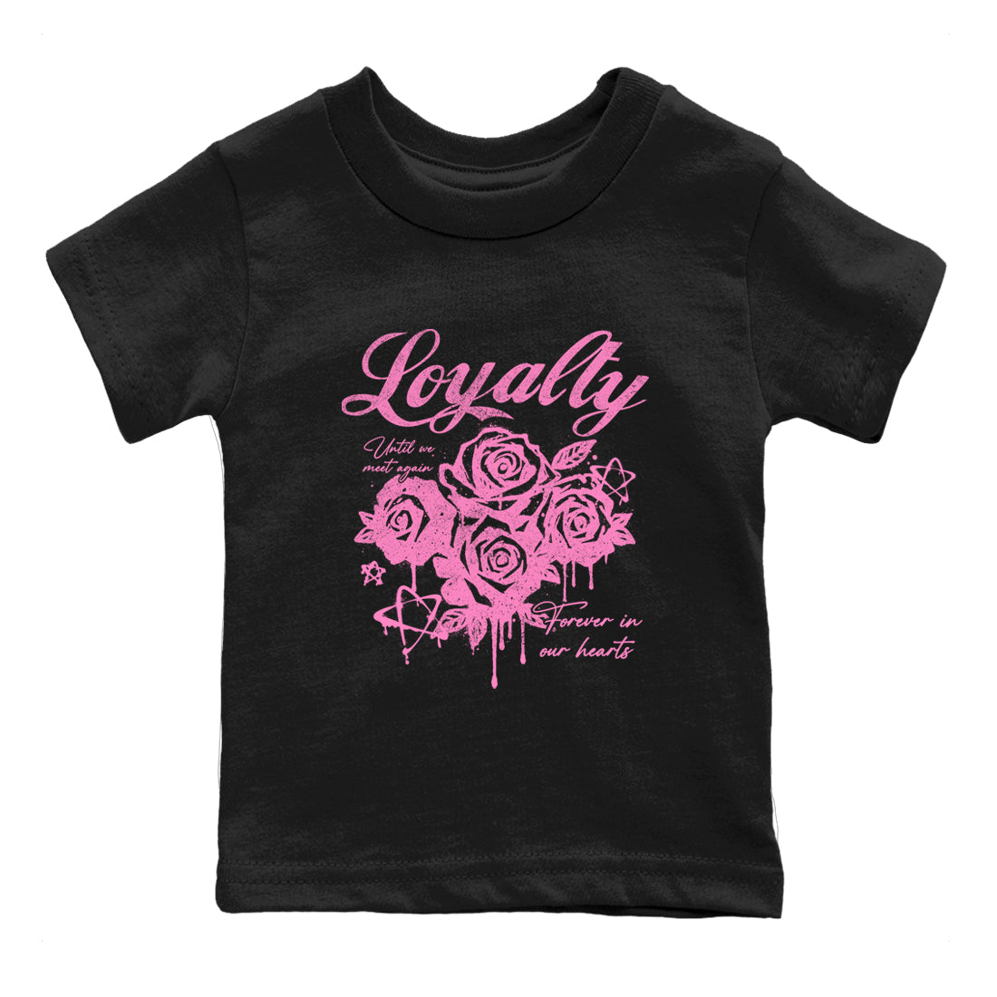 Perfect Valentine's Day Gifts graphic tee  – Sneaker Tees To Match Air Jordan 4 Pink Thunder – Loyalty Kids Graphic T-Shirt Black 2