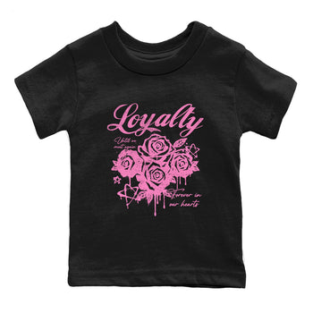 Perfect Valentine's Day Gifts graphic tee  – Sneaker Tees To Match Air Jordan 4 Pink Thunder – Loyalty Kids Graphic T-Shirt Black 2