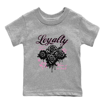 Perfect Valentine's Day Gifts graphic tee  – Sneaker Tees To Match Air Jordan 4 Pink Thunder – Loyalty Kids Graphic T-Shirt Heather Grey 2