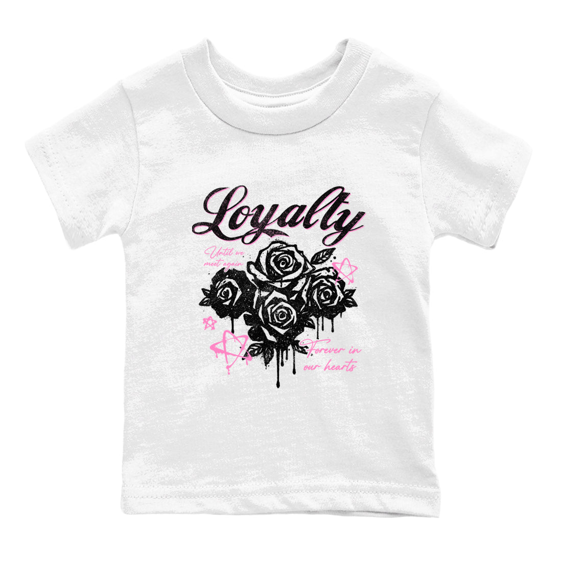 Perfect Valentine's Day Gifts graphic tee  – Sneaker Tees To Match Air Jordan 4 Pink Thunder – Loyalty Kids Graphic T-Shirt White 2