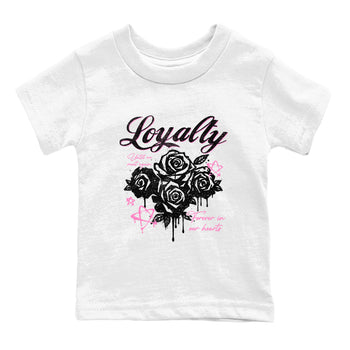 Perfect Valentine's Day Gifts graphic tee  – Sneaker Tees To Match Air Jordan 4 Pink Thunder – Loyalty Kids Graphic T-Shirt White 2