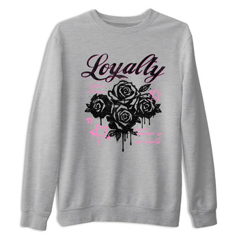 Perfect Valentine's Day Gifts graphic tee  – Sneaker Tees To Match Air Jordan 4 Pink Thunder – Loyalty Tee Heather Grey 2
