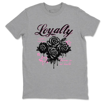 Perfect Valentine's Day Gifts graphic tee  – Sneaker Tees To Match Air Jordan 4 Pink Thunder – Loyalty Tee Heather Grey 2