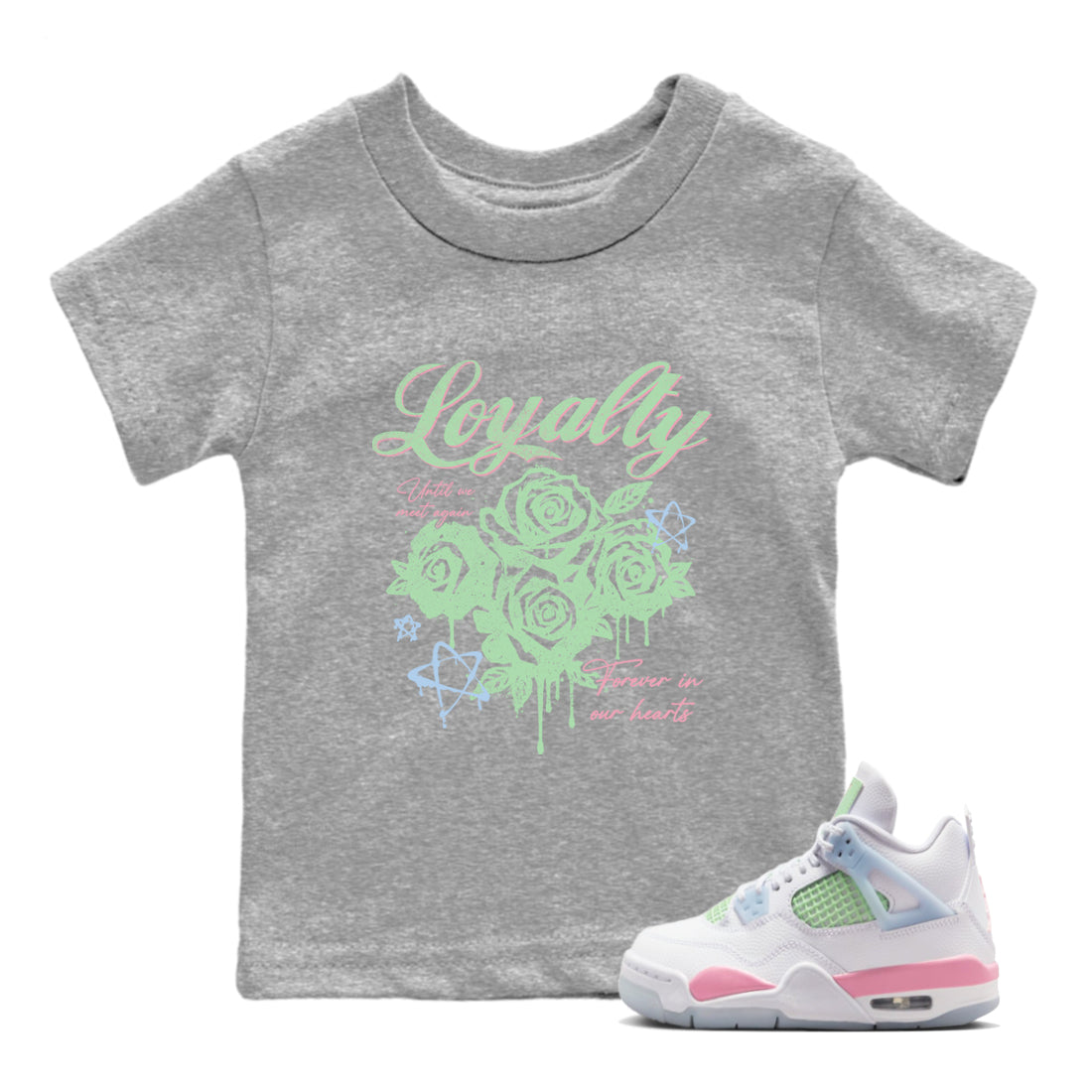 Best Sneakerfits graphic tee – Perfect Valentine's Day outfits to match Air Jordan 4 Valentines Day Kids – Loyalty Kids T-Shirt Heather Grey 1