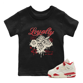 Sneaker match tees – Sneaker Tees To Match Air Jordan 4 Valentines Day Shoes – Loyalty Kids T-Shirt Black 1