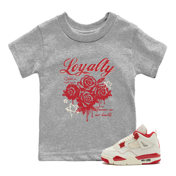 Sneaker match tees – Sneaker Tees To Match Air Jordan 4 Valentines Day Shoes – Loyalty Kids T-Shirt Heather Grey 1