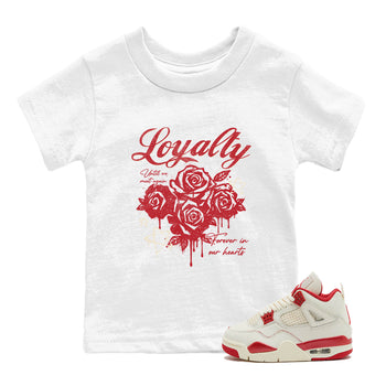 Sneaker match tees – Sneaker Tees To Match Air Jordan 4 Valentines Day Shoes – Loyalty Kids T-Shirt White 1
