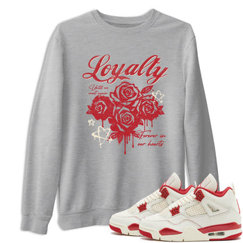 Sneaker match tees – Sneaker Tees To Match Air Jordan 4 Valentines Day Shoes – Loyalty Tee Heather Grey 1