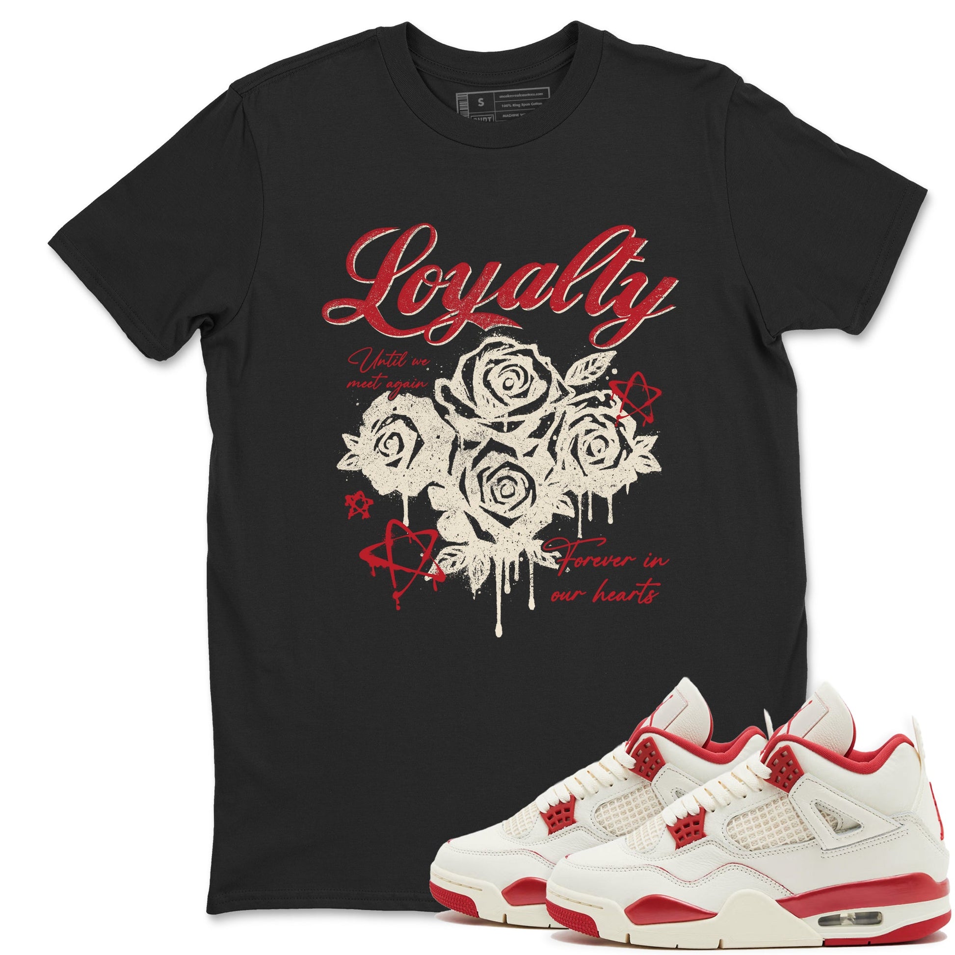 Sneaker match tees – Sneaker Tees To Match Air Jordan 4 Valentines Day Shoes – Loyalty Tee Black 1