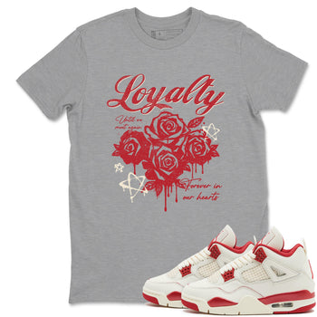 Sneaker match tees – Sneaker Tees To Match Air Jordan 4 Valentines Day Shoes – Loyalty Tee Heather Grey 1