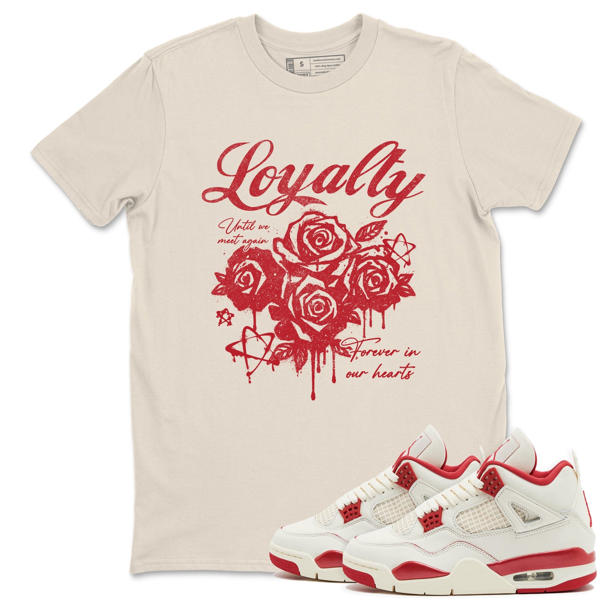 Sneaker match tees – Sneaker Tees To Match Air Jordan 4 Valentines Day Shoes – Loyalty Tee Natural 1