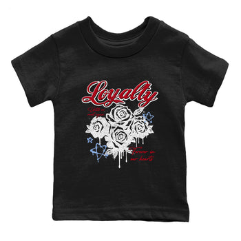 Sneaker match tees – Sneaker Tees To Match Air Jordan 5 Fire Red Shoes – Loyalty Kids T-Shirt Black 2