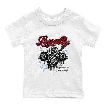 Sneaker match tees – Sneaker Tees To Match Air Jordan 5 Fire Red Shoes – Loyalty Kids T-Shirt White 2