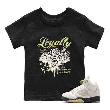 Sneaker match tees – Sneaker Tees To Match Air Jordan 5 Luminous Green Shoes – Loyalty Kids T-Shirt Black 1