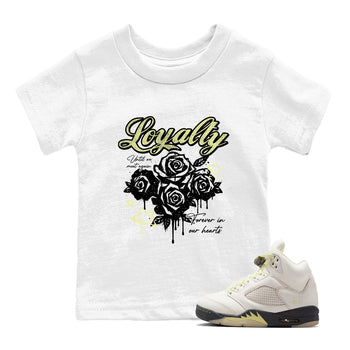 Sneaker match tees – Sneaker Tees To Match Air Jordan 5 Luminous Green Shoes – Loyalty Kids T-Shirt White 1