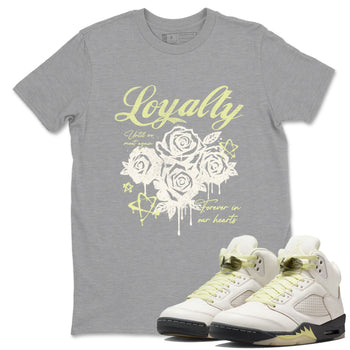 Sneaker match tees – Sneaker Tees To Match Air Jordan 5 Luminous Green Shoes – Loyalty Tee Heather Grey 1