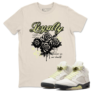 Sneaker match tees – Sneaker Tees To Match Air Jordan 5 Luminous Green Shoes – Loyalty Tee Natural 1