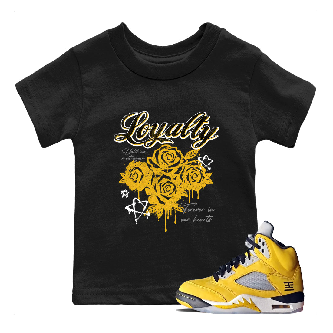 Sneaker match tees – Sneaker Tees To Match Air Jordan 5 Tokyo Shoes – Loyalty Kids T-Shirt Black 1