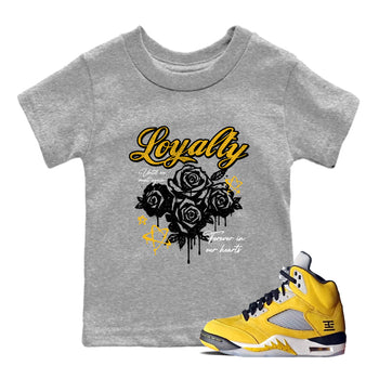 Sneaker match tees – Sneaker Tees To Match Air Jordan 5 Tokyo Shoes – Loyalty Kids T-Shirt Heather Grey 1