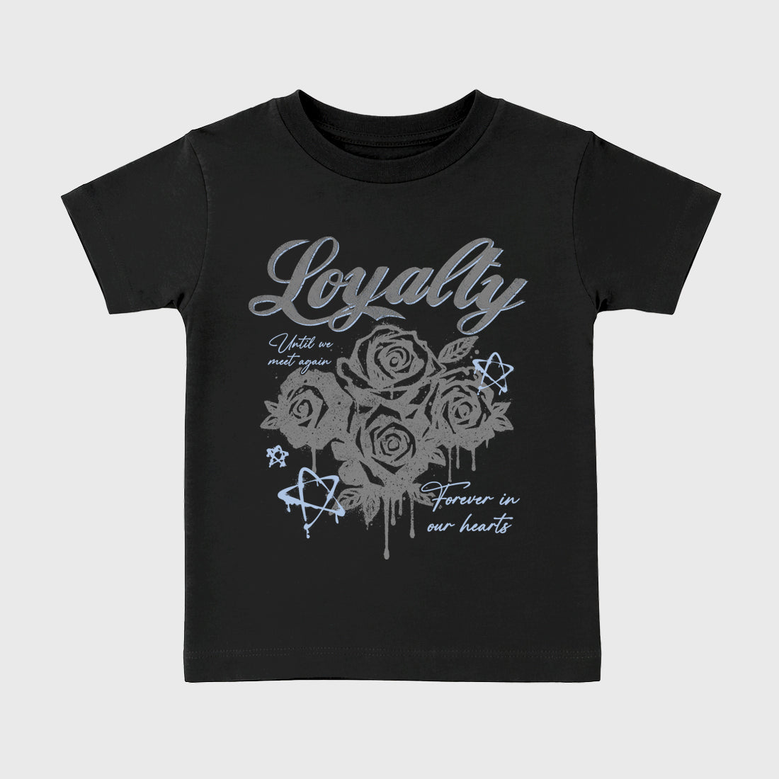 Sneaker match tees – Sneaker Tees To Match Air Jordan 5 Wolf Grey Shoes – Loyalty Kids T-Shirt Black 2