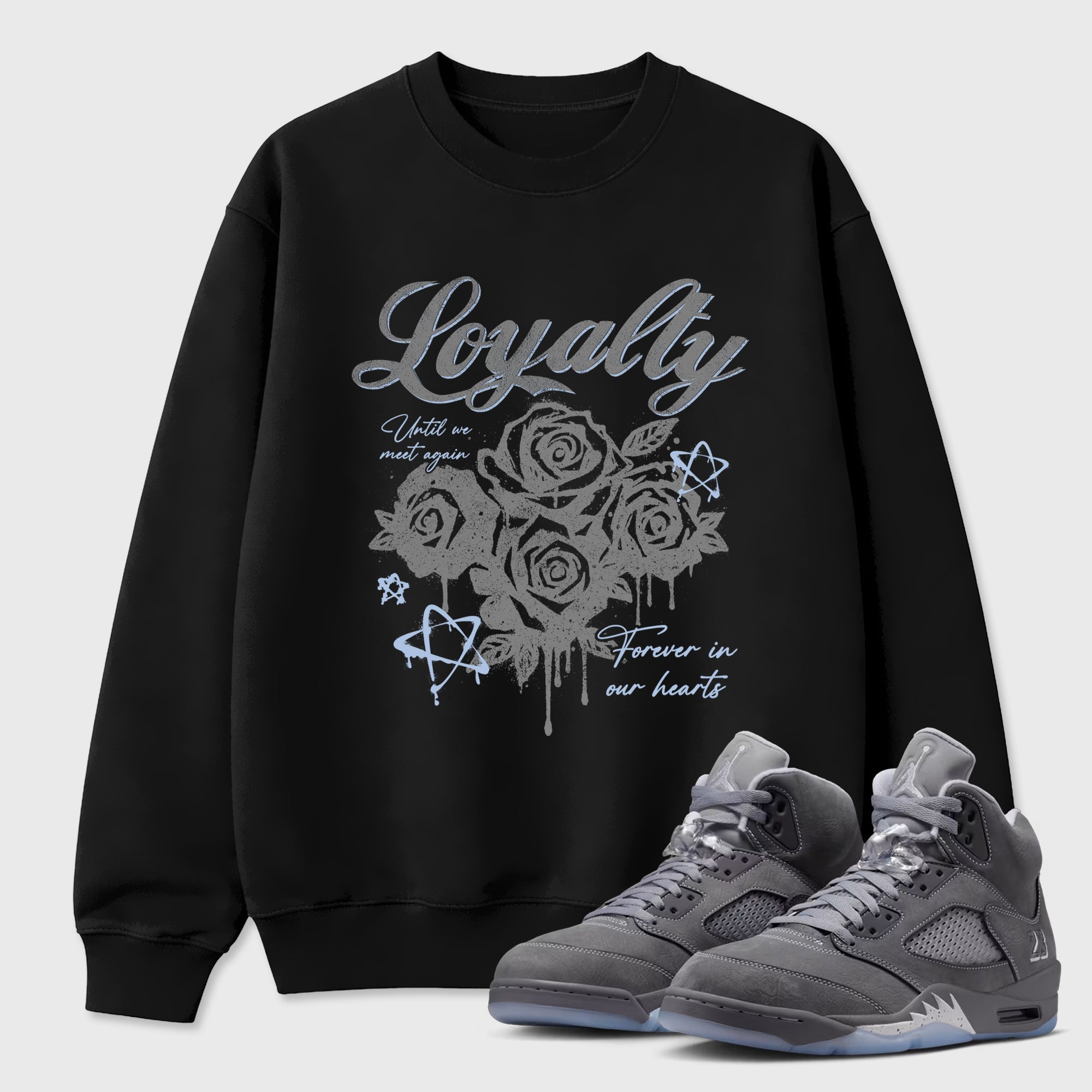 Sneaker match tees – Sneaker Tees To Match Air Jordan 5 Wolf Grey Shoes – Loyalty Tee Black 1