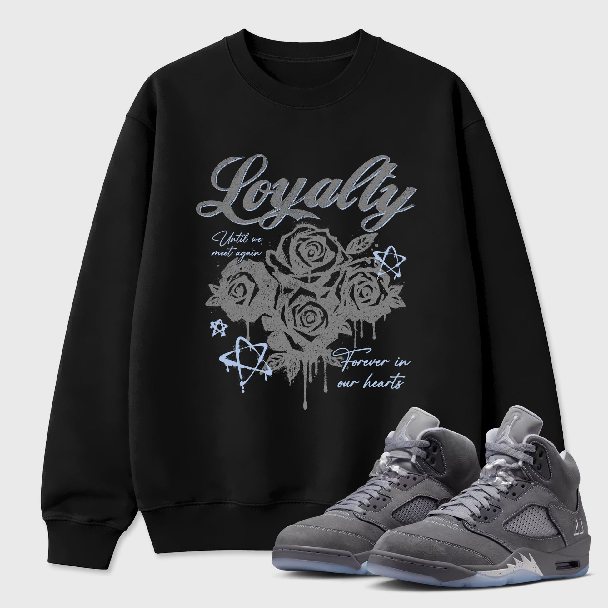 Sneaker match tees – Sneaker Tees To Match Air Jordan 5 Wolf Grey Shoes – Loyalty Tee Black 1